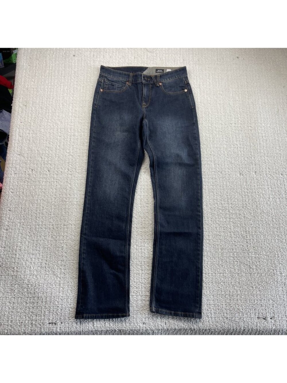 Volcom Solver Modern Straight Jeans Mens 29 Medium Dark Wash Blue Stretch Denim